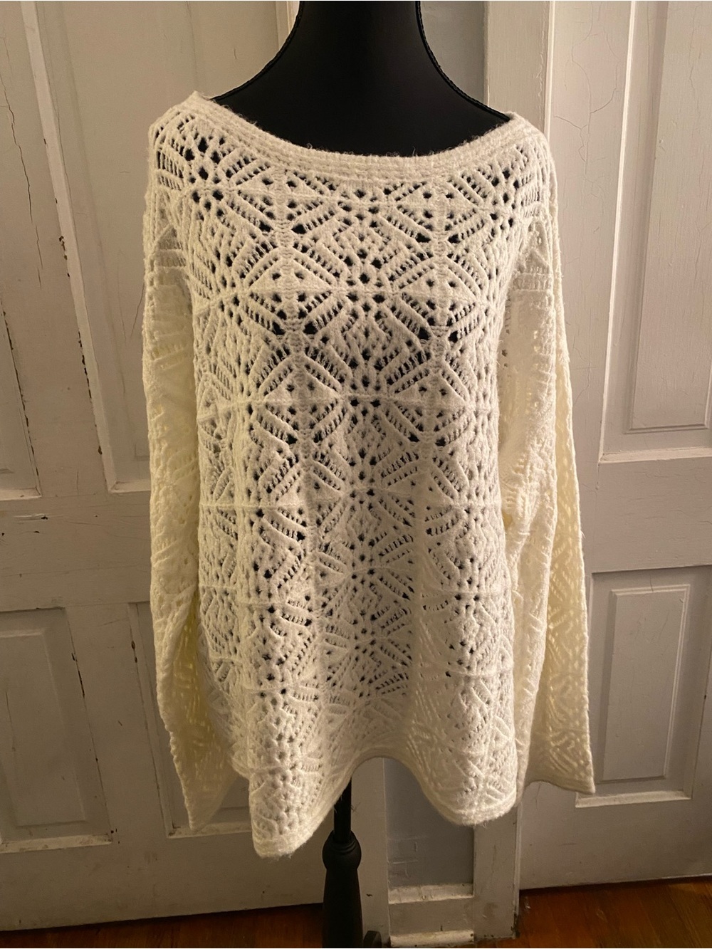 Universal Thread Off-the-Shoulder Openwork Cream Sweater